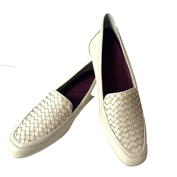 Munro Womens 11M Ivory Woven Leather Flat Comfort Casual Loafer Slip On Shoe New - Picture 1 of 9